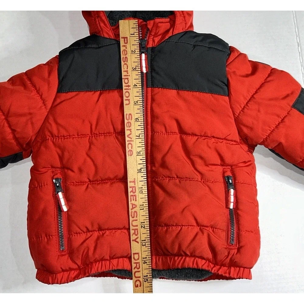 Oshkosh B'Gosh‎ Puffer Jacket 2T Red Gray Fleece Lined Jacket